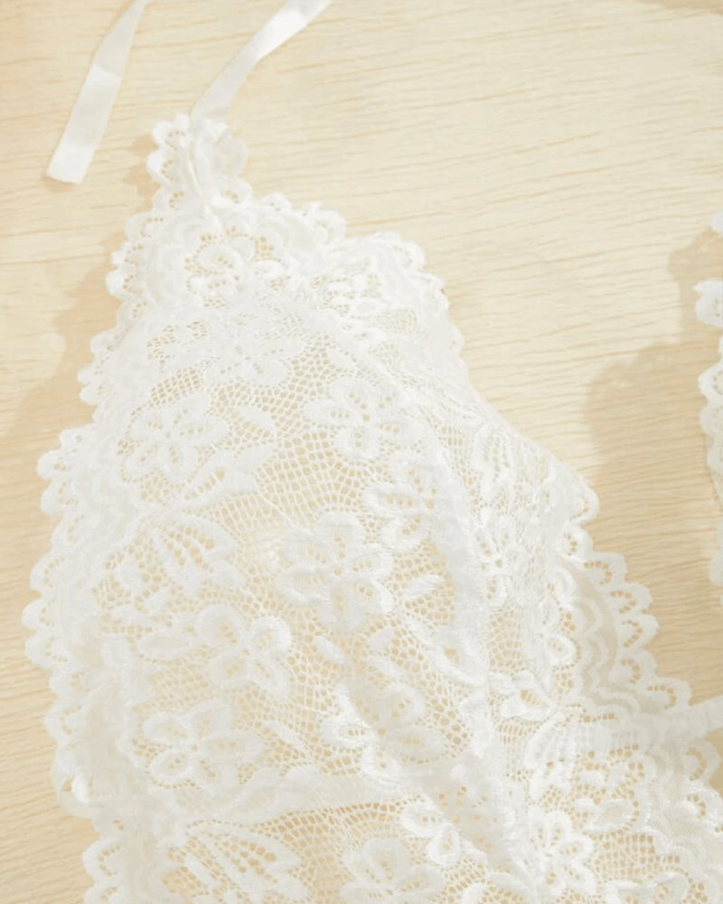 Sxy Hollow Lace See-through Suspenders Open Crotch One-piece Pajamas