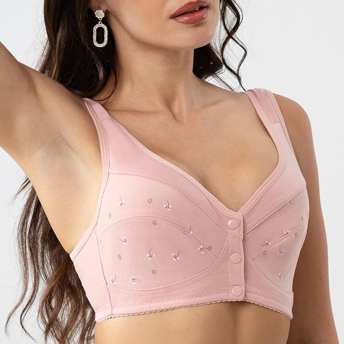 Front-Button Anti sagging Jersey Cotton Wireless Bra!